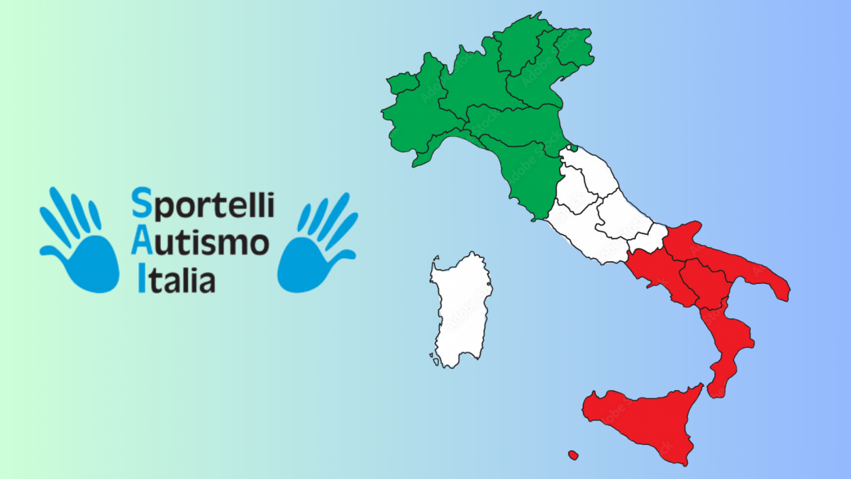 sportelli autismo italia e italia con tre colori: verde, bianco, rosso